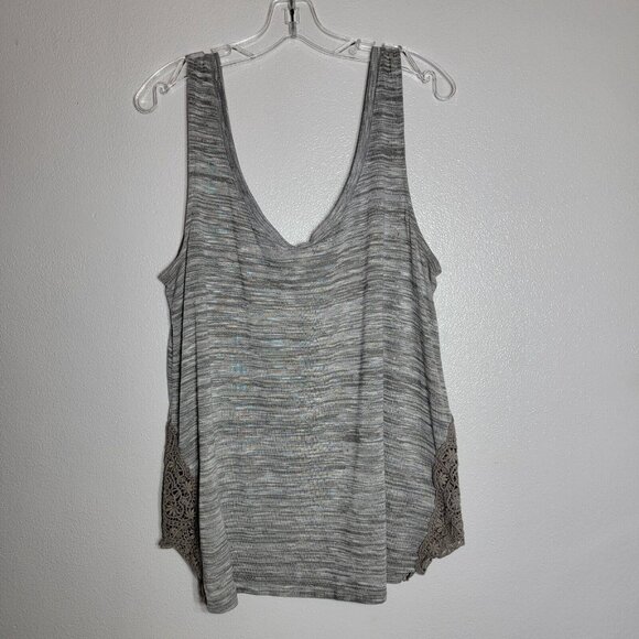 Torrid‎ Gray Space Dye Tank Top Plus Size 2X Crochet Sides Sleeveless Pullover - Picture 2 of 5